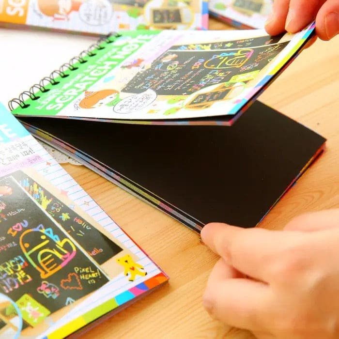 Children Graffiti Notebook, Black Page Magic Drawing Book, Painting Notepad for Kids, DIY Scratch Drawing Notes Paper, Graffiti Painting Coils Drawing Book, Color Scratch Art Mini Notes, Scraping Drawing Paper Children Graffiti Notebook, Black Page Magic Drawing Book, Painting Notepad for Kids, DIY Scratch Drawing Notes Paper, Graffiti Painting Coils Drawing Book, Color Scratch Art Mini Notes, Scraping Drawing Paper